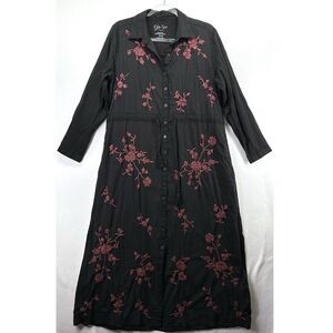 Kyla Seo Willow Maxi Dress Caite Embroidered Long Pockets Small Slip Black NWOT